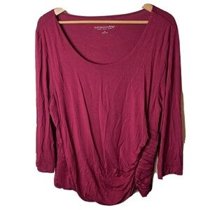 Soft Surroundings Elisa Top Merlot Pink Jersey Long Sleeve Ruched Size 2X